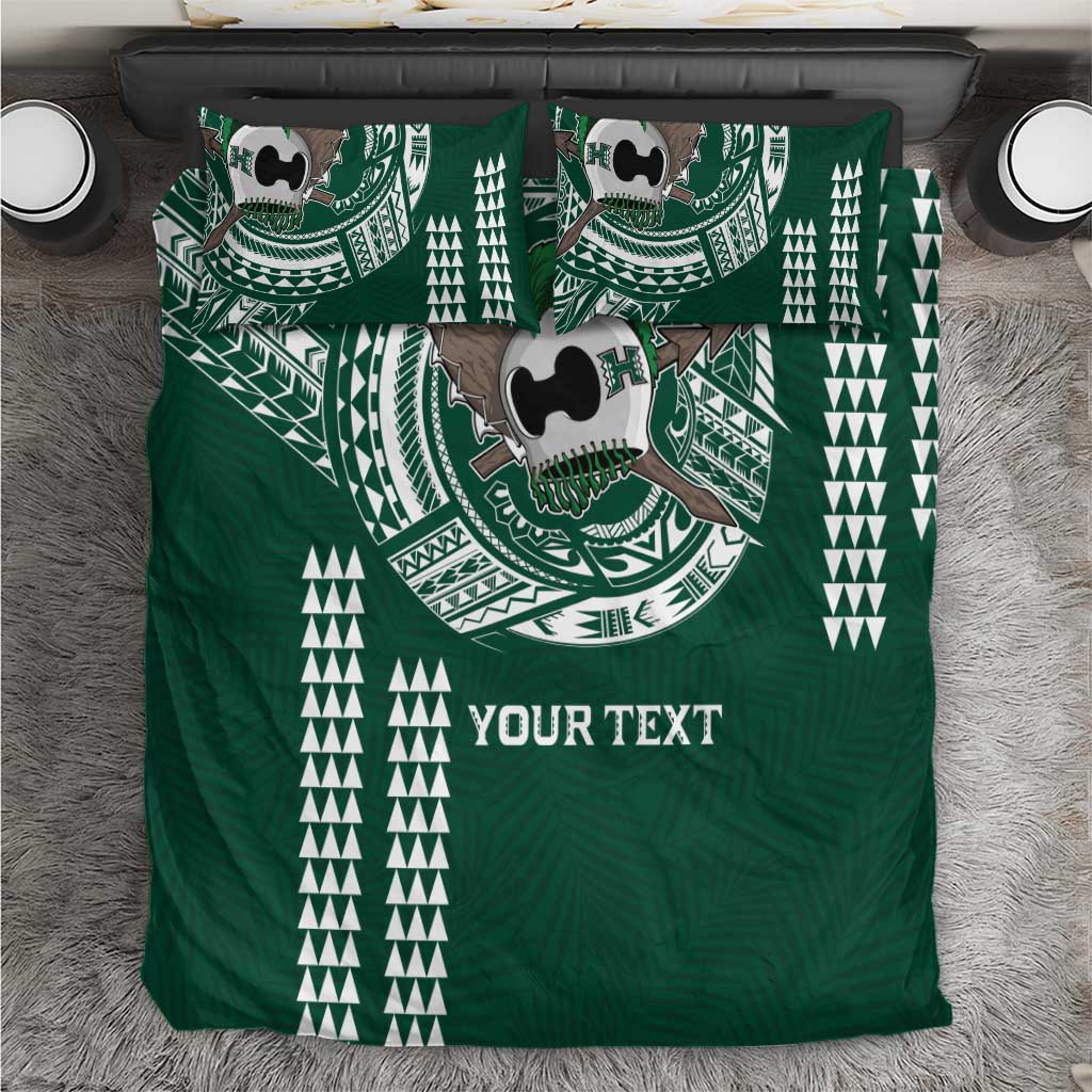 Hawaii Rainbow Warriors Personalized Bedding Set Kakau Ikaika Laau Pama LT7 Green - Polynesian Pride
