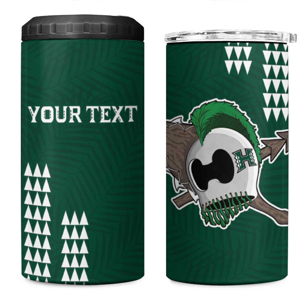Hawaii Rainbow Warriors Personalized 4 in 1 Can Cooler Tumbler Kakau Ikakai Laau Pama LT7 One Size: 16 oz Green - Polynesian Pride