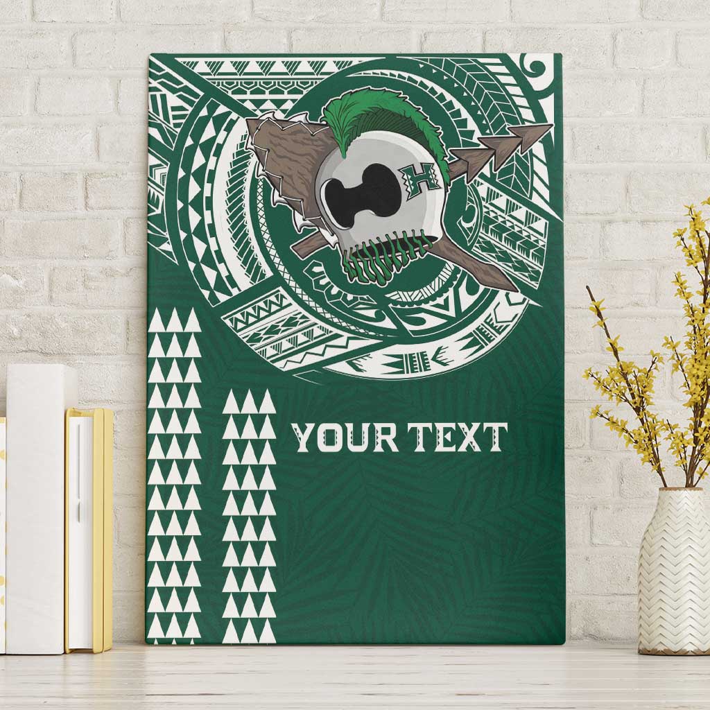 Hawaii Rainbow Warriors Personalized Canvas Wall Art Kakau Ikaika Laau Pama LT7 Without Frame Green - Polynesian Pride