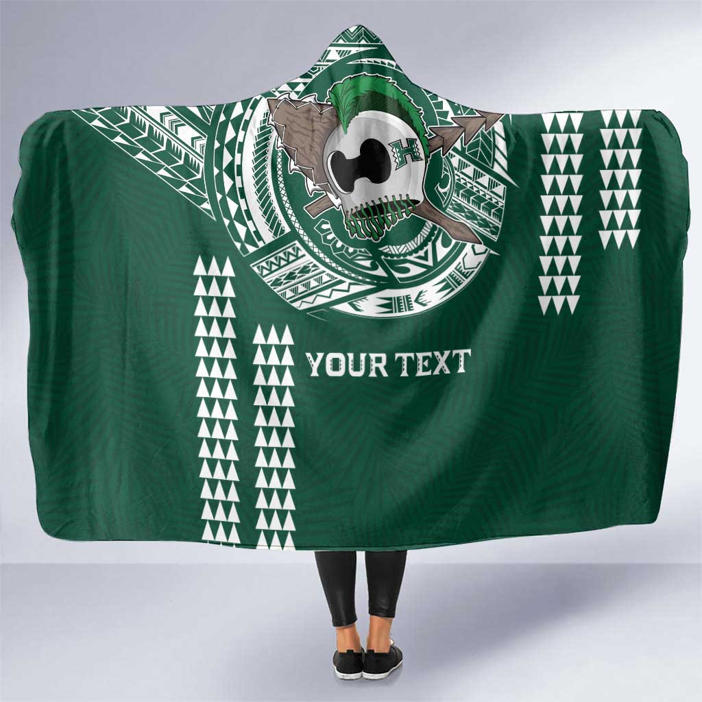 Hawaii Rainbow Warriors Personalized Hooded Blanket Kakau Ikaika Laau Pama LT7 One Size Green - Polynesian Pride