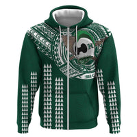 Hawaii Rainbow Warriors Personalized Hoodie Kakau Ikaika Laau Pama LT7 Zip Hoodie Green - Polynesian Pride