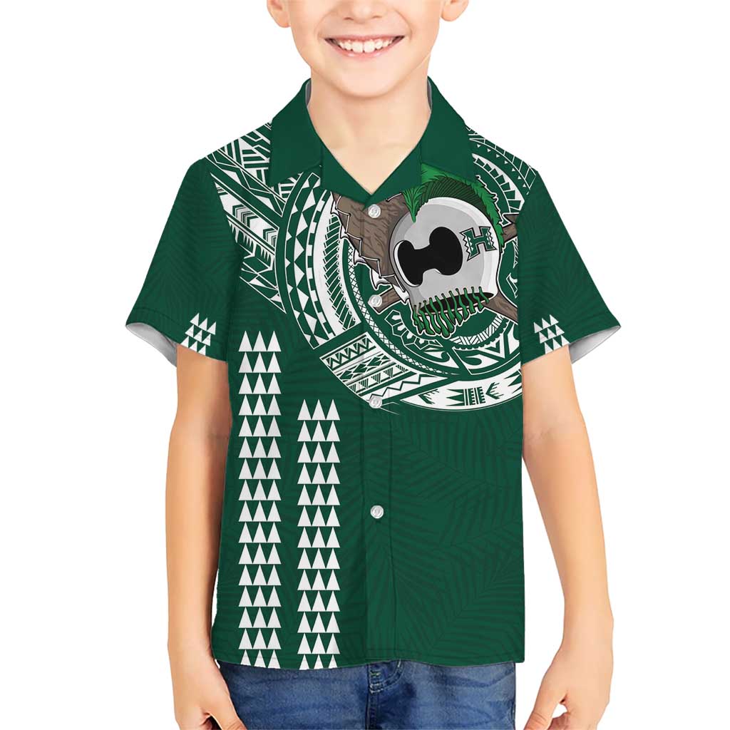 Hawaii Rainbow Warriors Personalized Kid Hawaiian Shirt Kakau Ikaika Laau Pama LT7 Kid Green - Polynesian Pride