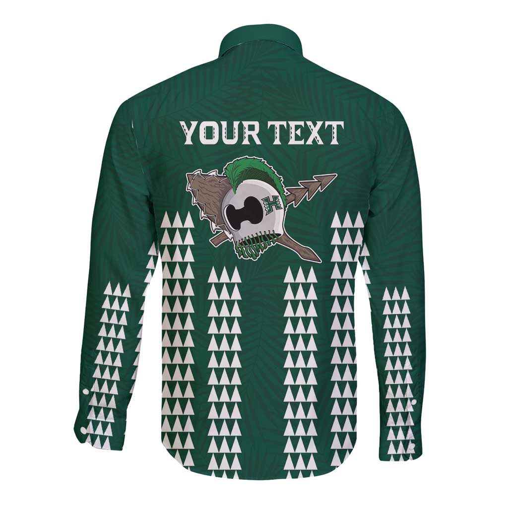 Hawaii Rainbow Warriors Personalized Long Sleeve Button Shirt Kakau Ikaika Laau Pama LT7 - Polynesian Pride