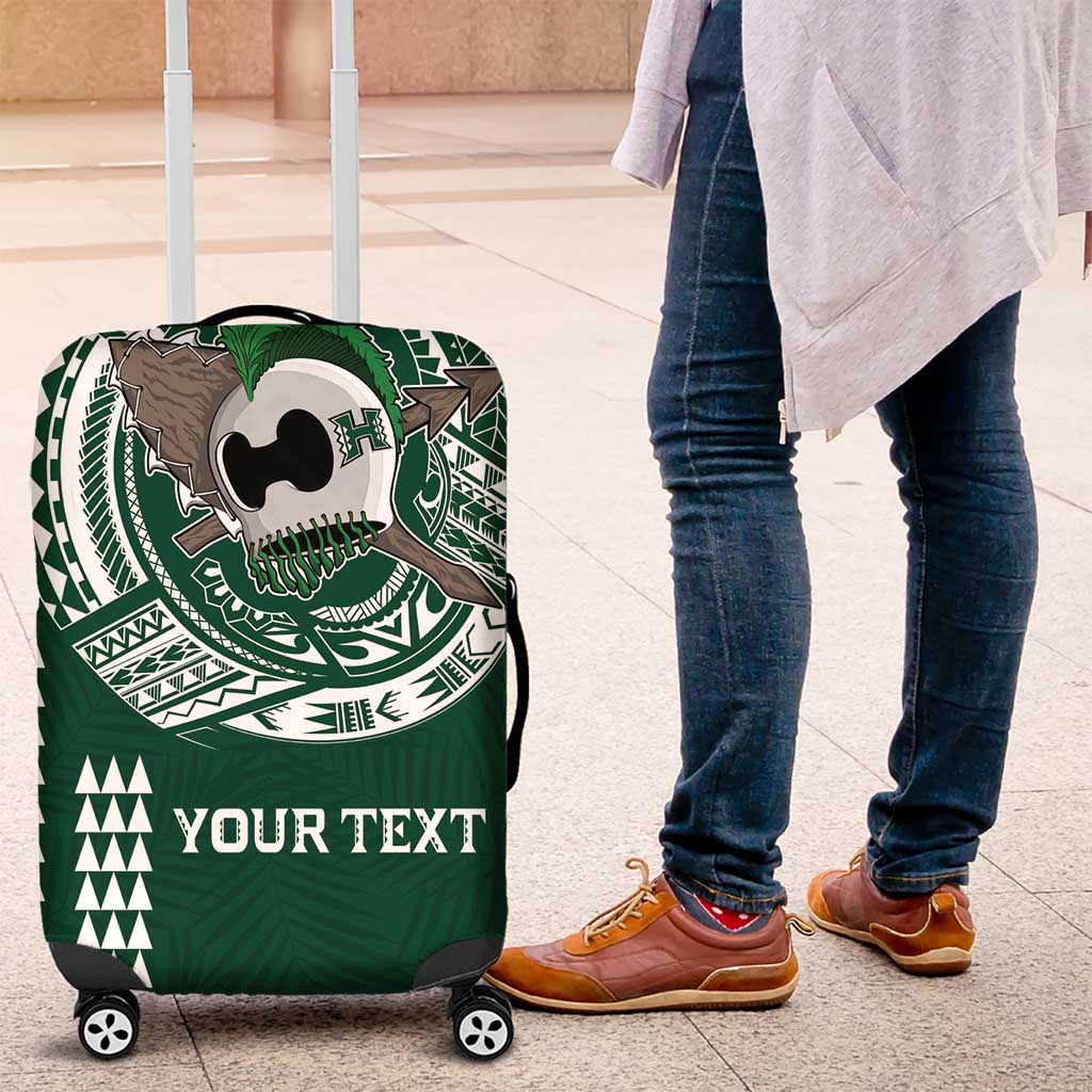 Hawaii Rainbow Warriors Personalized Luggage Cover Kakau Ikaika Laau Pama LT7 Green - Polynesian Pride