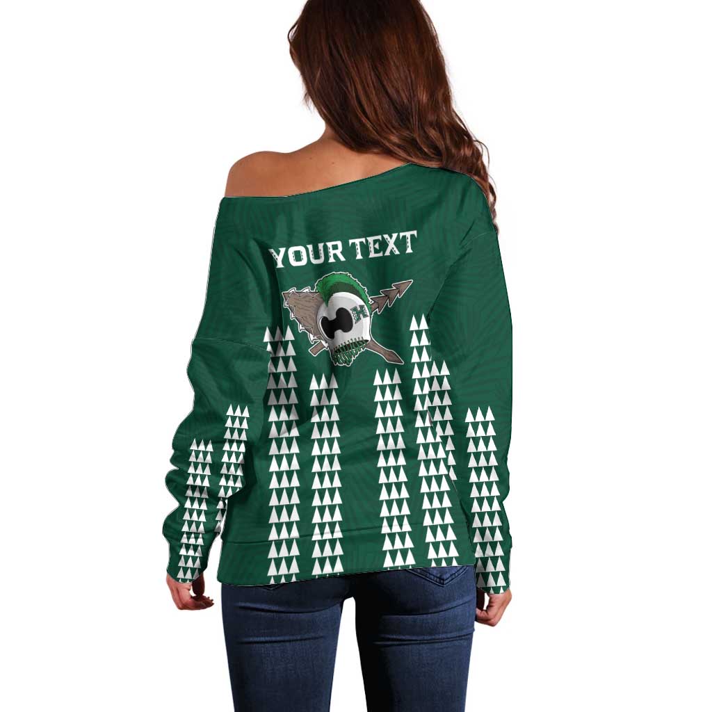 Hawaii Rainbow Warriors Personalized Off Shoulder Sweater Kakau Ikaika Laau Pama LT7 - Polynesian Pride