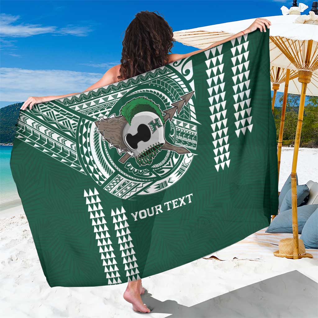 Hawaii Rainbow Warriors Personalized Sarong Kakau Ikaika Laau Pama LT7 One Size 44 x 66 inches Green - Polynesian Pride