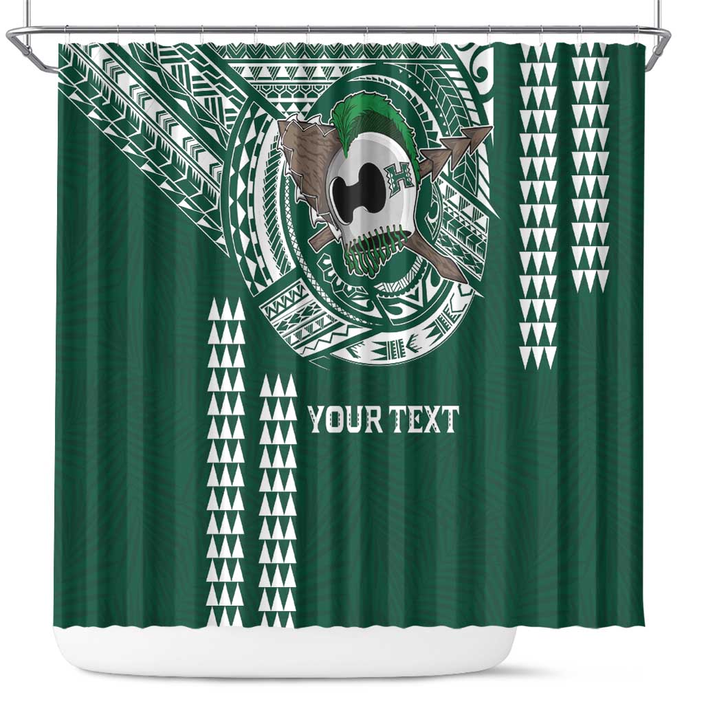 Hawaii Rainbow Warriors Personalized Shower Curtain Kakau Ikaika Laau Pama LT7 Green - Polynesian Pride