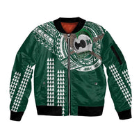 Hawaii Rainbow Warriors Personalized Sleeve Zip Bomber Jacket Kakau Ikaika Laau Pama LT7 Unisex Green - Polynesian Pride