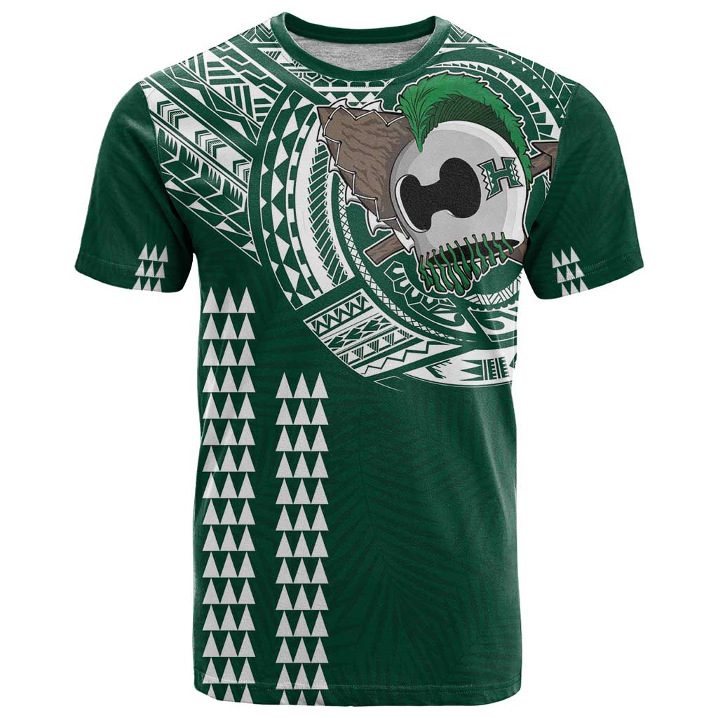 Hawaii Rainbow Warriors Personalized T Shirt Kakau Ikaika Laau Pama LT7 Green - Polynesian Pride