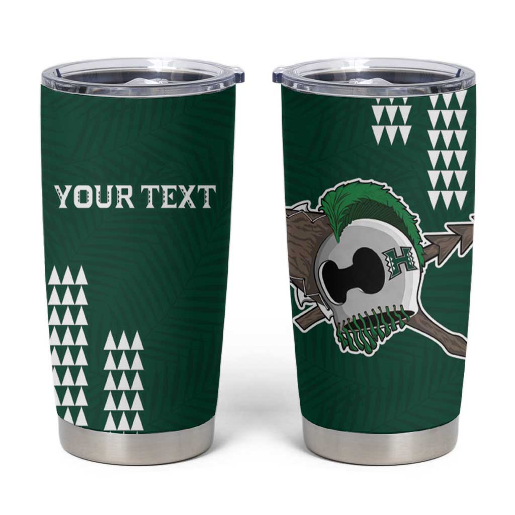 Hawaii Rainbow Warriors Personalized Tumbler Cup Kakau Ikakai Laau Pama LT7 Green - Polynesian Pride