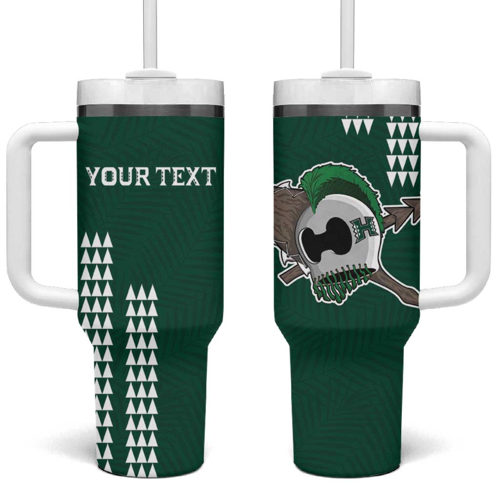 Hawaii Rainbow Warriors Personalized Tumbler With Handle Kakau Ikakai Laau Pama LT7 One Size: 40 oz Green - Polynesian Pride