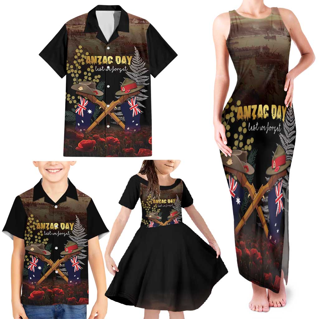 Australia - New Zealand ANZAC Family Matching Tank Maxi Dress and Hawaiian Shirt Gallipoli ANZAC Cove Landing