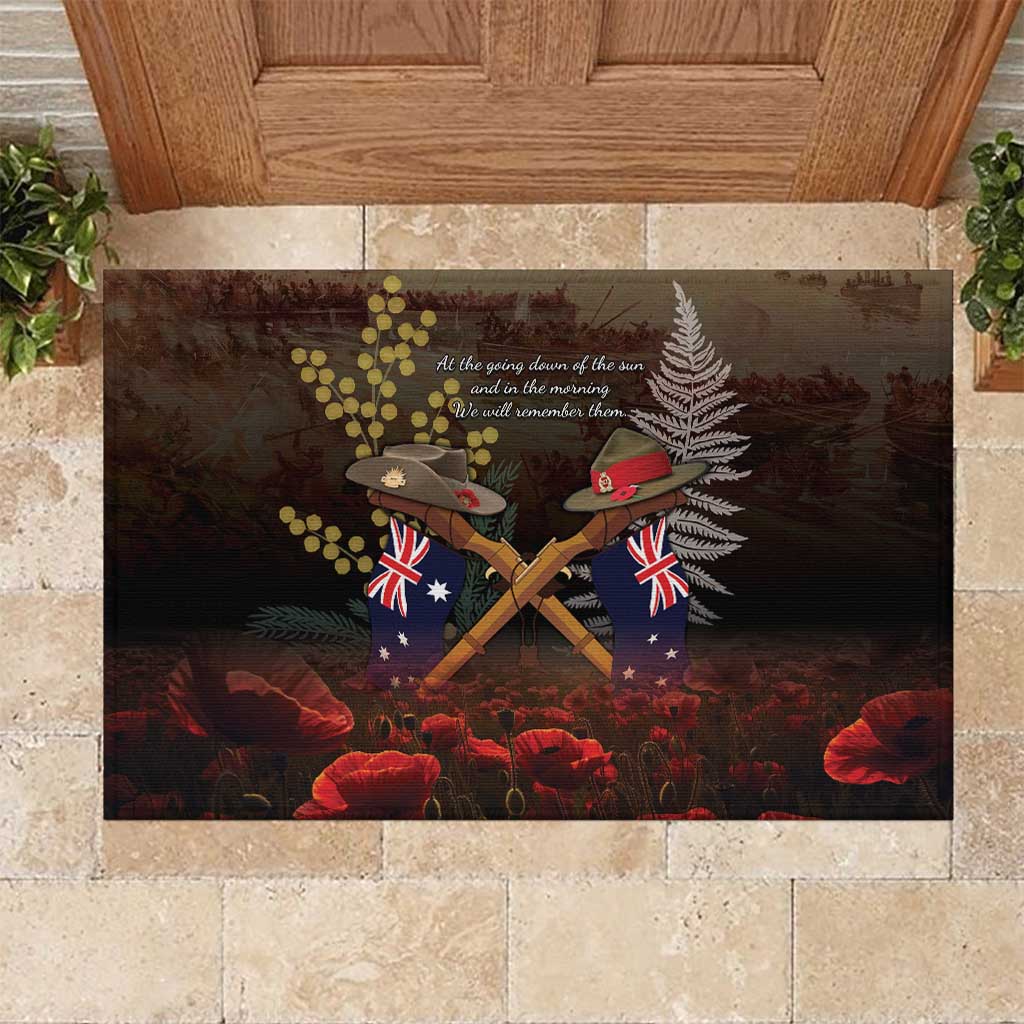 Australia - New Zealand ANZAC Rubber Doormat Gallipoli ANZAC Cove Landing LT7 Black - Polynesian Pride