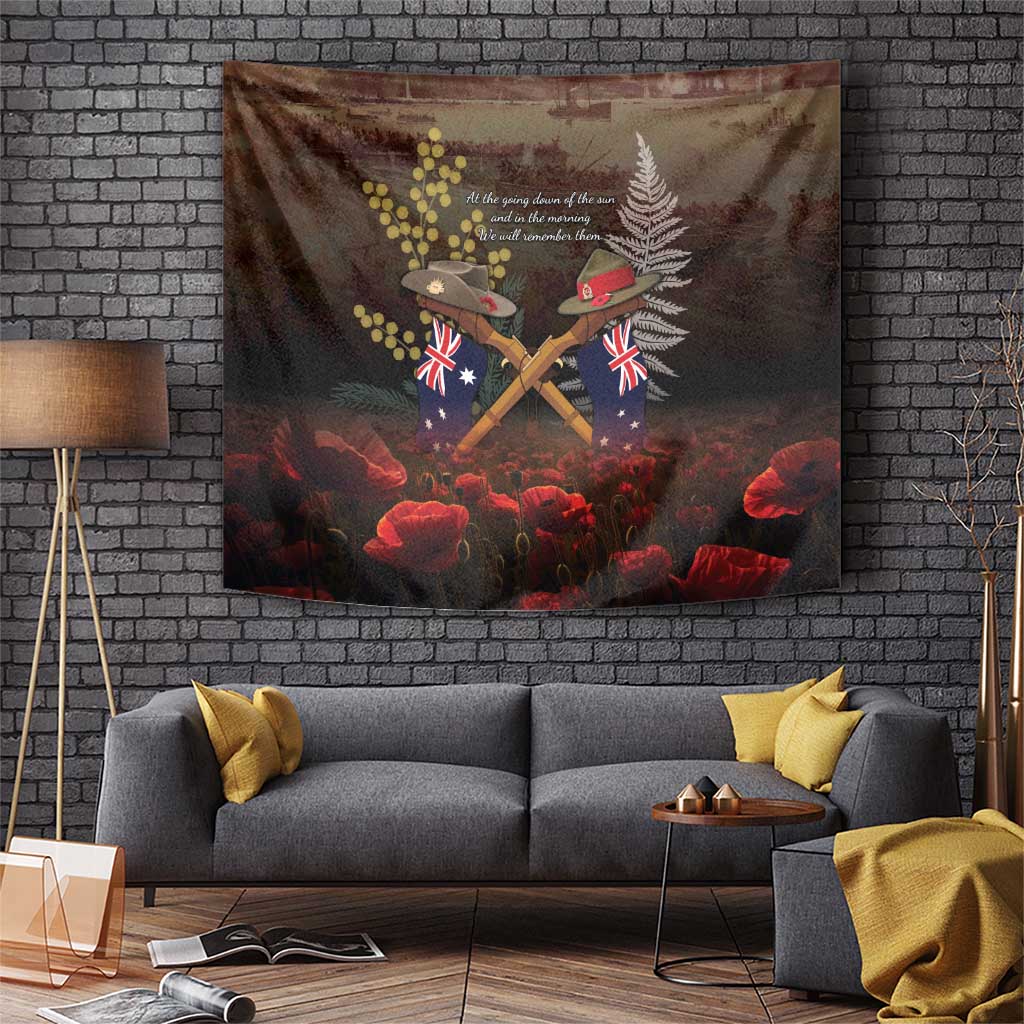 Australia - New Zealand ANZAC Tapestry Gallipoli ANZAC Cove Landing LT7 Black - Polynesian Pride