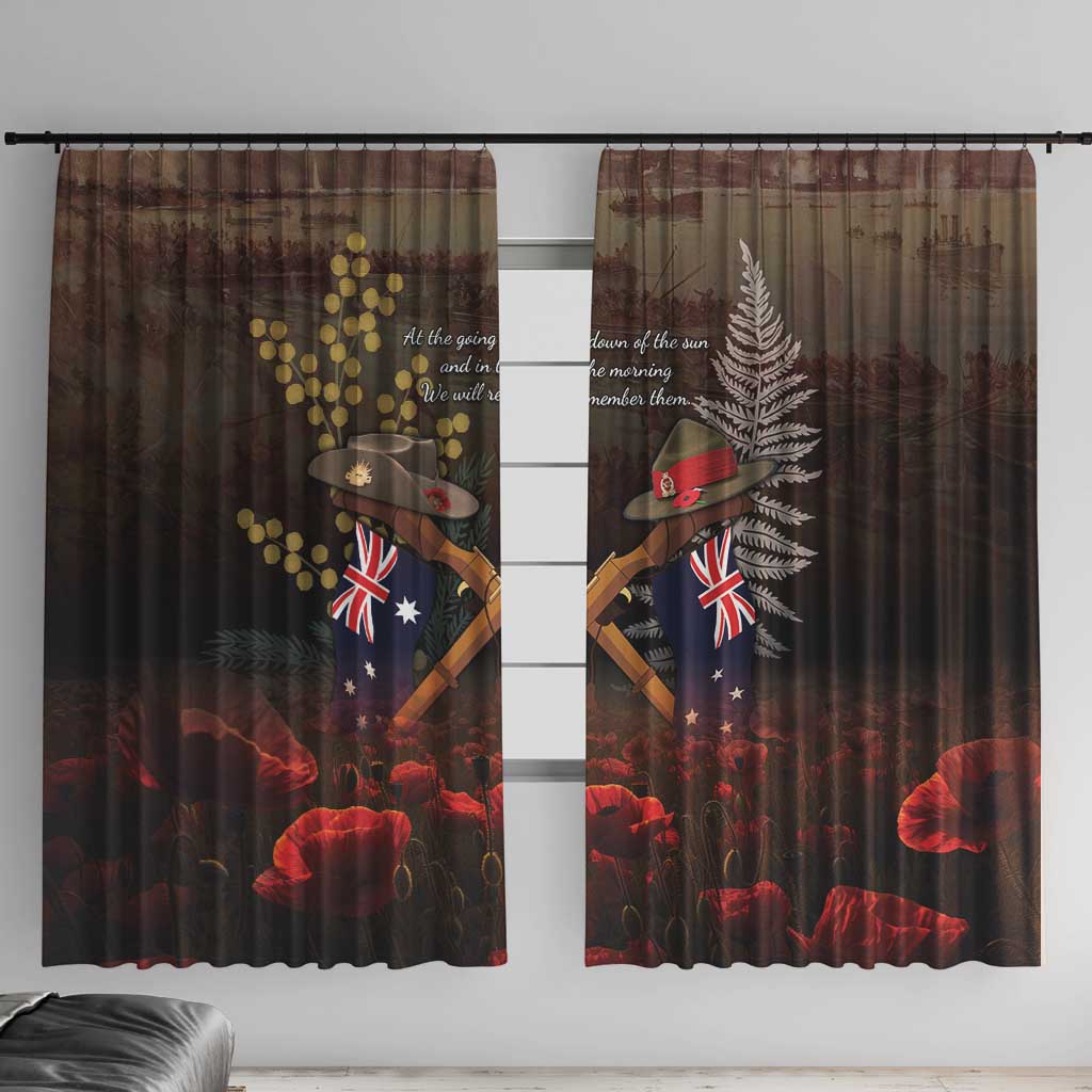Australia - New Zealand ANZAC Window Curtain - Gallipoli ANZAC Cove Landing LT7 With Hooks Black - Polynesian Pride