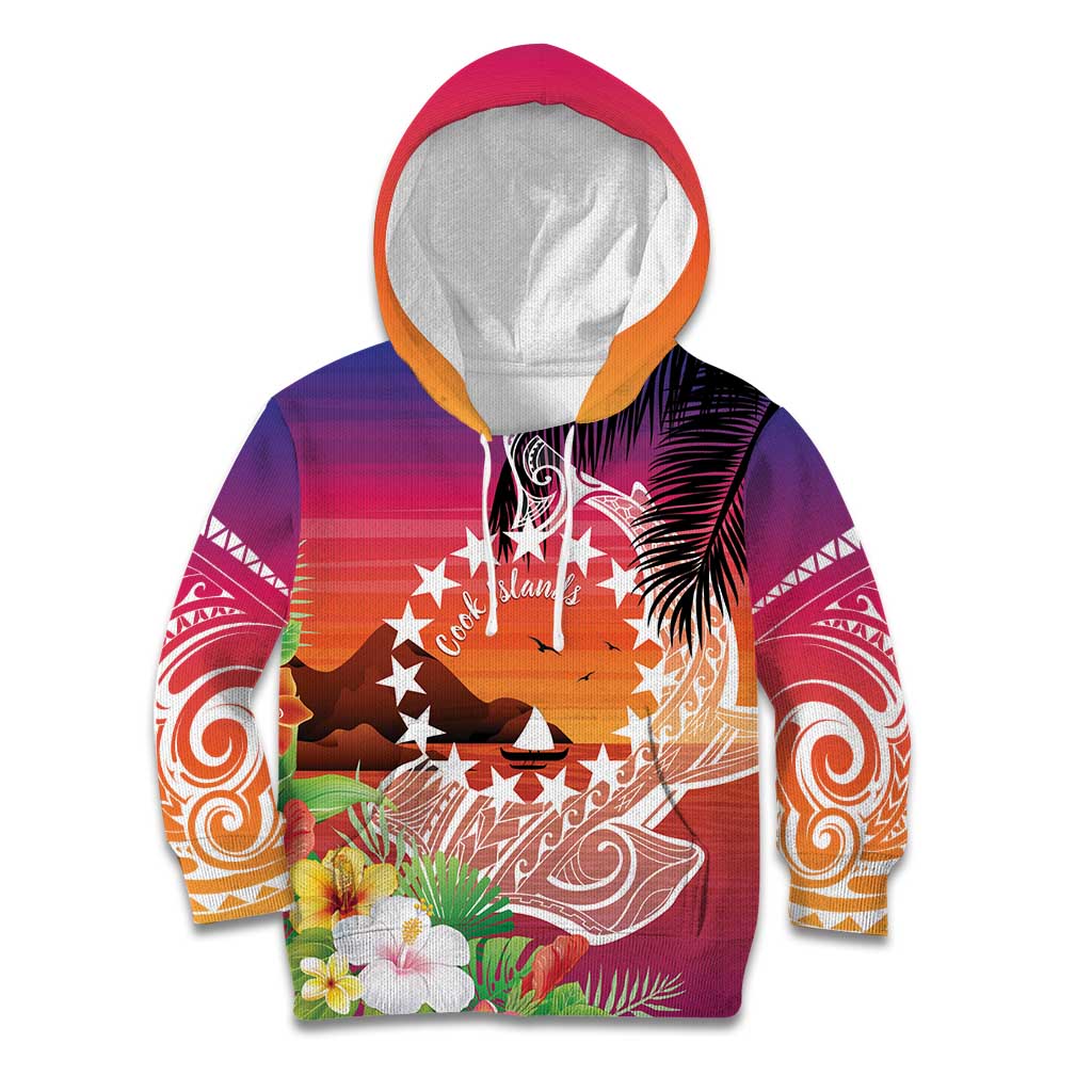 Kia Orana Cook Islands Kid Hoodie Sunset Dream LT7 Hoodie Art - Polynesian Pride