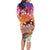 Kia Orana Cook Islands Long Sleeve Bodycon Dress Sunset Dream