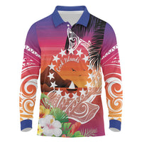 Kia Orana Cook Islands Long Sleeve Polo Shirt Sunset Dream LT7 Art - Polynesian Pride