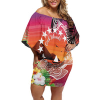 Kia Orana Cook Islands Off Shoulder Short Dress Sunset Dream LT7 Women Art - Polynesian Pride