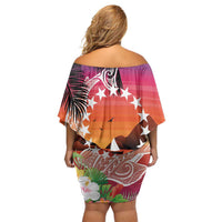 Kia Orana Cook Islands Off Shoulder Short Dress Sunset Dream LT7 - Polynesian Pride