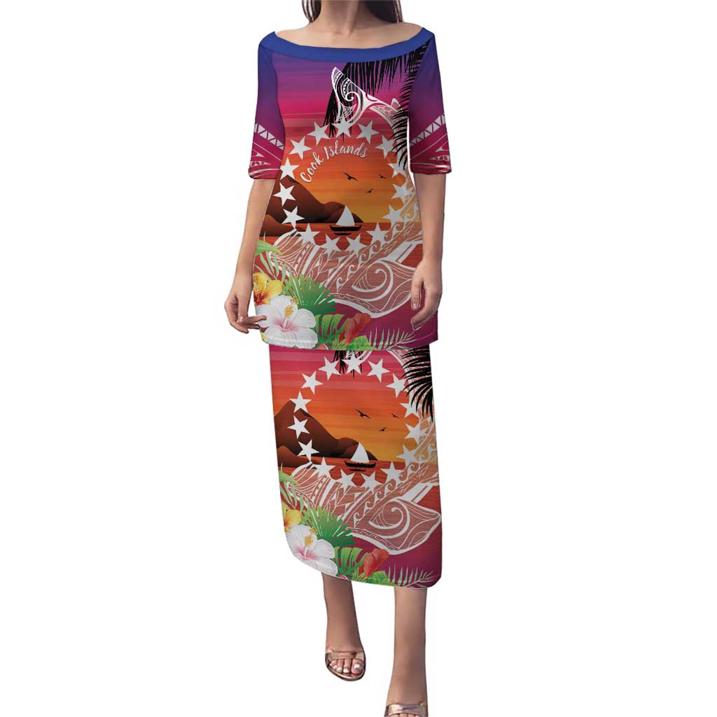 Kia Orana Cook Islands Puletasi Sunset Dream LT7 Long Dress Art - Polynesian Pride