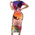 Kia Orana Cook Islands Short Sleeve Bodycon Dress Sunset Dream