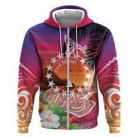 Kia Orana Cook Islands Zip Hoodie Sunset Dream LT7 Zip Hoodie Art - Polynesian Pride