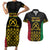 Vanuatu Indipendens Dei Couples Matching Short Sleeve Bodycon Dress and Hawaiian Shirt Tribal Sand Drawing