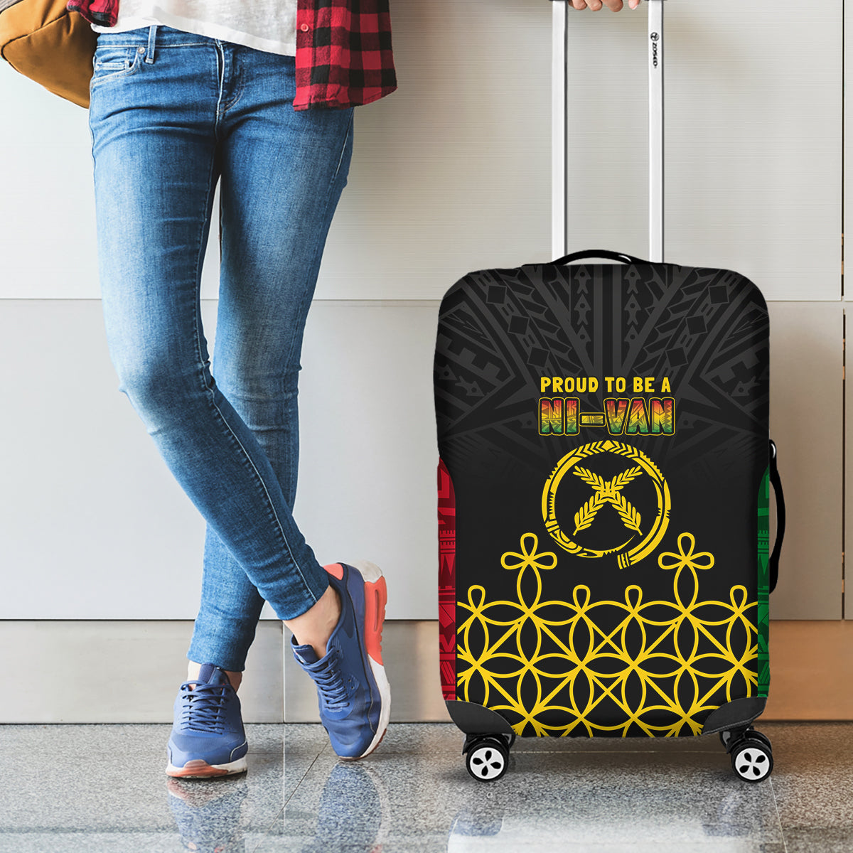 Vanuatu Indipendens Dei Luggage Cover Tribal Sand Drawing LT7 - Polynesian Pride
