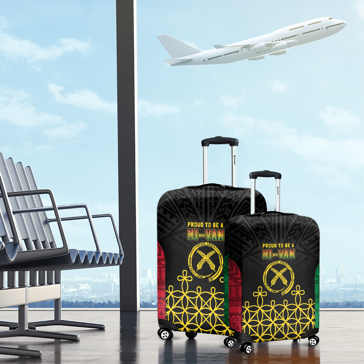 Vanuatu Indipendens Dei Luggage Cover Tribal Sand Drawing LT7 - Polynesian Pride