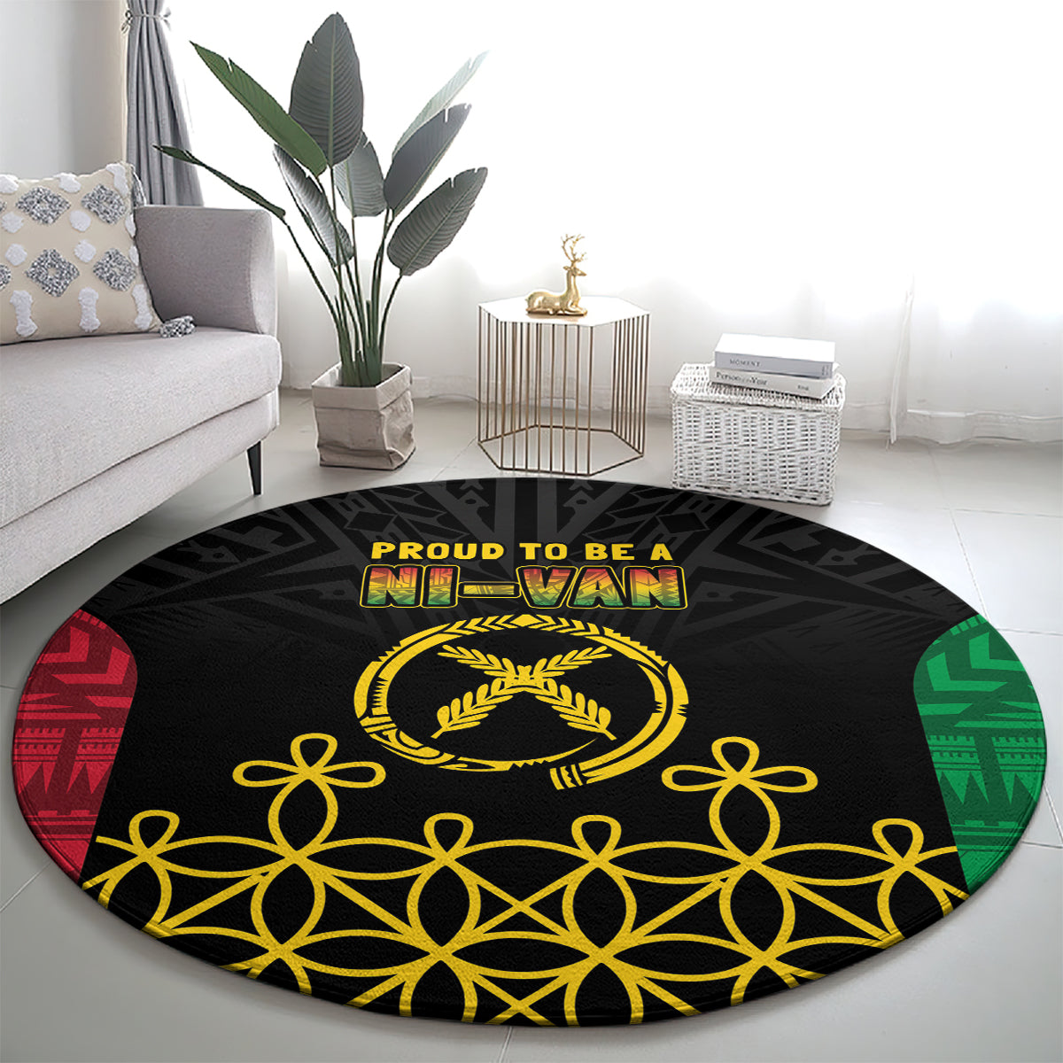 Vanuatu Indipendens Dei Round Carpet Tribal Sand Drawing LT7 - Polynesian Pride