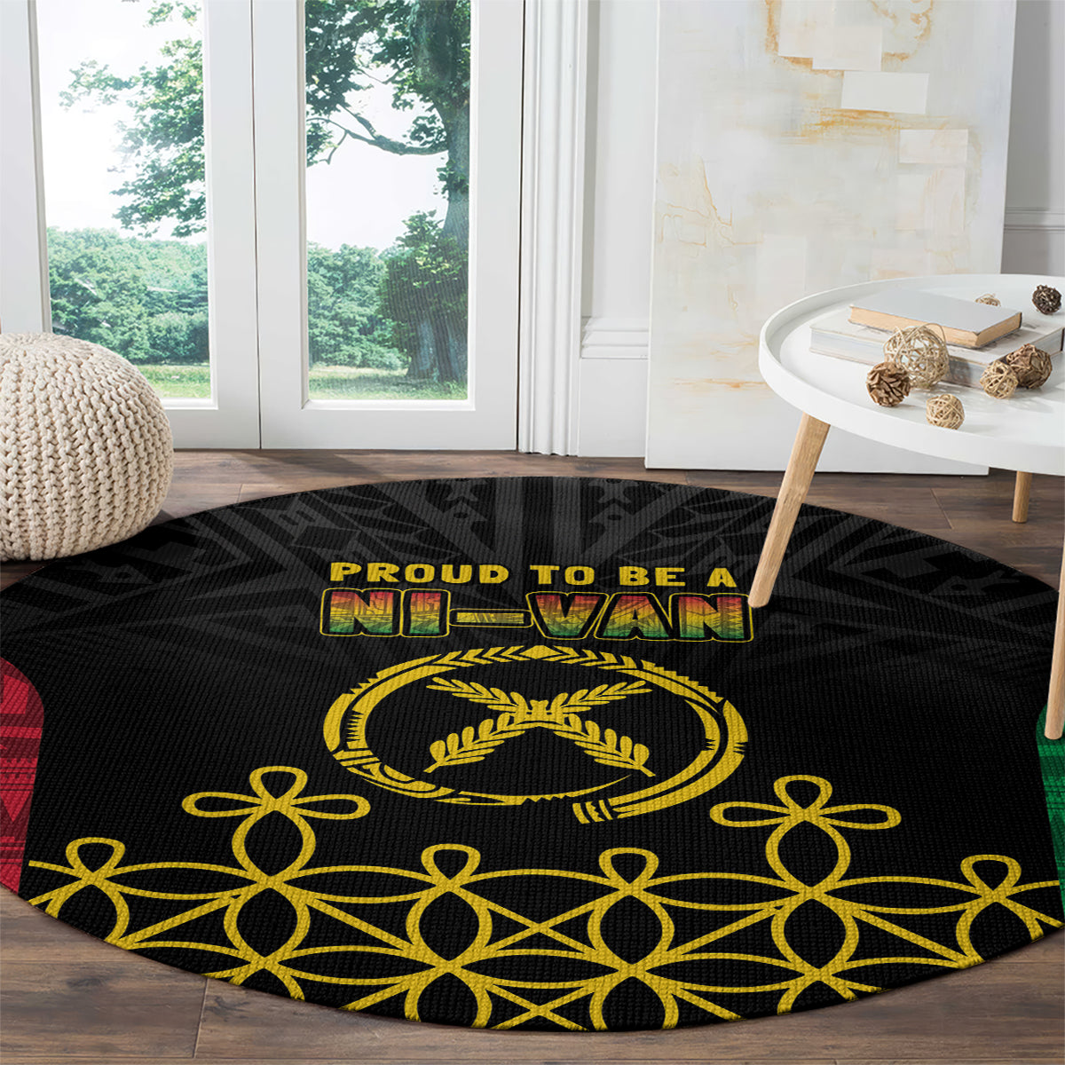 Vanuatu Indipendens Dei Round Carpet Tribal Sand Drawing LT7 - Polynesian Pride