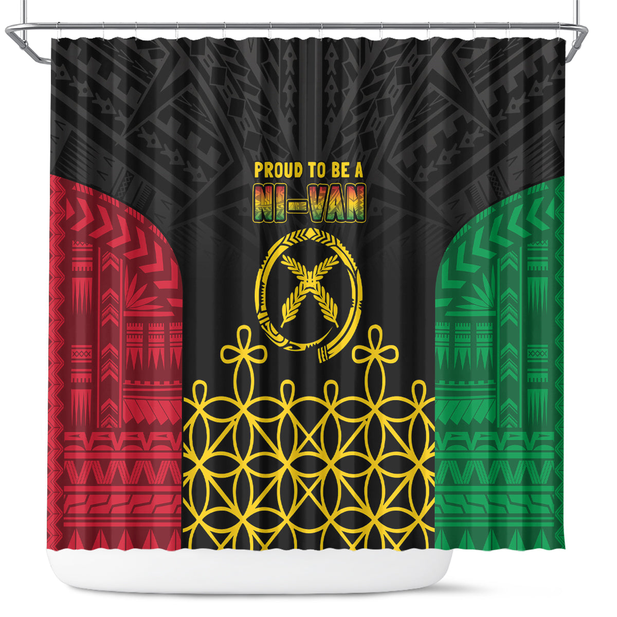 Vanuatu Indipendens Dei Shower Curtain Tribal Sand Drawing LT7 Colorful - Polynesian Pride
