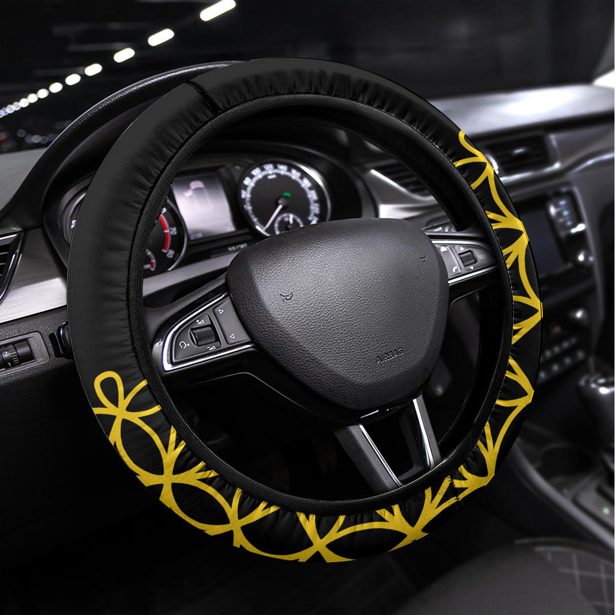 Vanuatu Indipendens Dei Steering Wheel Cover Tribal Sand Drawing LT7 Universal Fit Colorful - Polynesian Pride