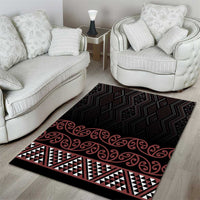 Maori Taniko Patterns Area Rug Brown Niho Taniwha Mix Paatiki Motifs LT7 - Polynesian Pride