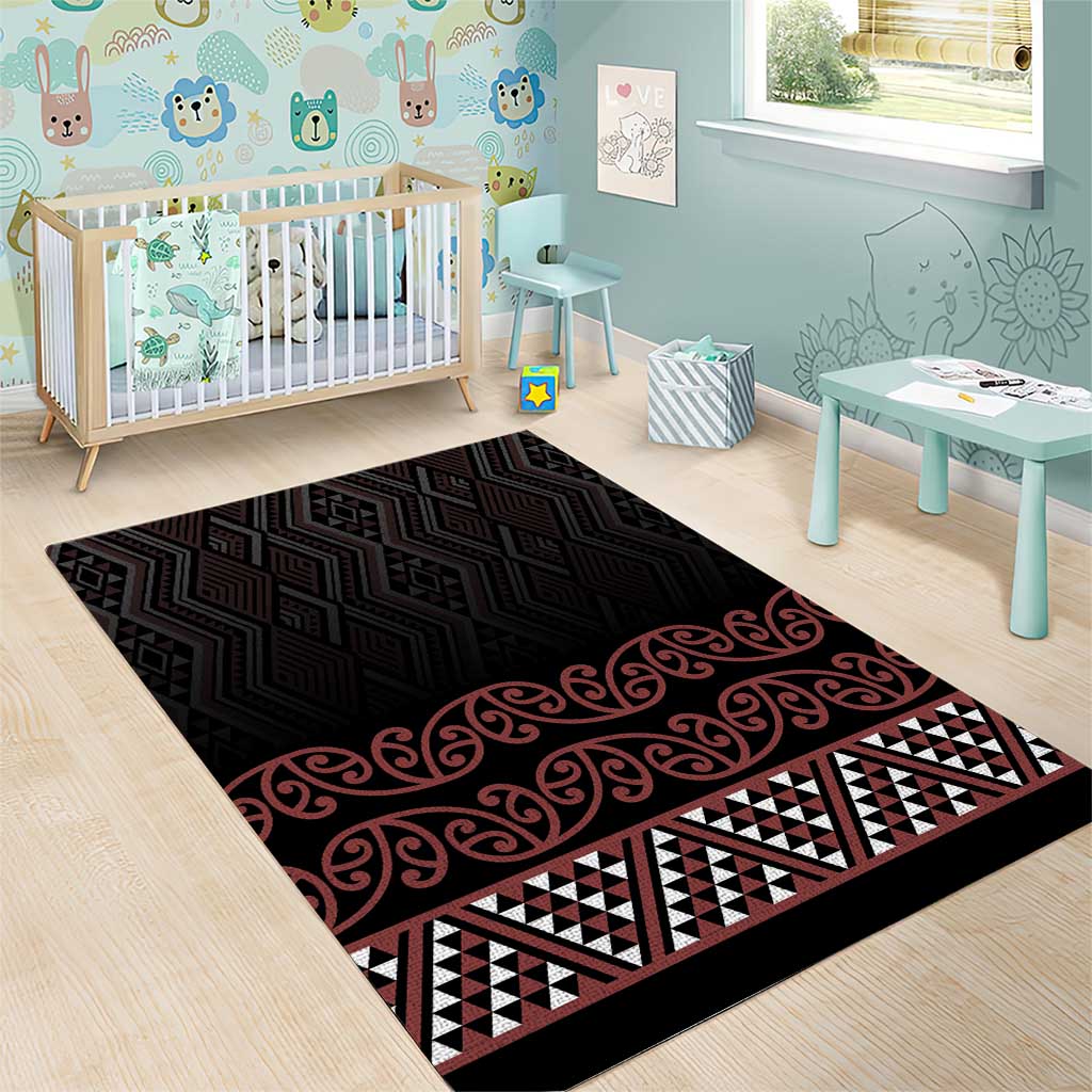 Maori Taniko Patterns Area Rug Brown Niho Taniwha Mix Paatiki Motifs LT7 - Polynesian Pride
