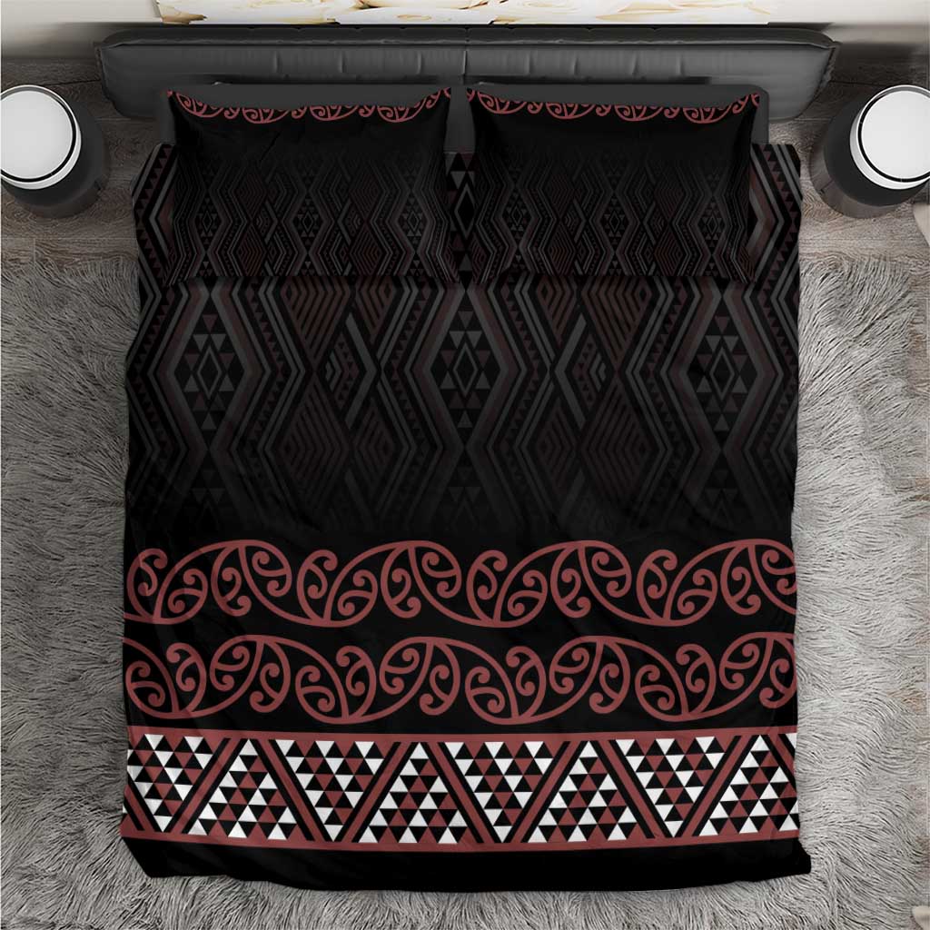 Maori Taniko Patterns Bedding Set Brown Niho Taniwha Mix Paatiki Motifs LT7 Brown - Polynesian Pride