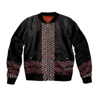 Maori Taniko Patterns Bomber Jacket Brown Niho Taniwha Mix Paatiki Motifs LT7 Unisex Brown - Polynesian Pride