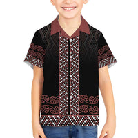 Maori Taniko Patterns Hawaiian Shirt Brown Niho Taniwha Mix Paatiki Motifs LT7 - Polynesian Pride