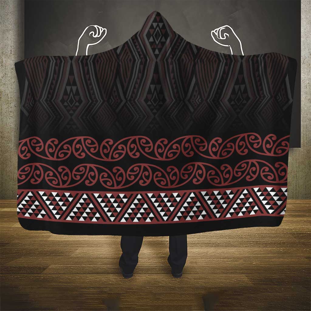 Maori Taniko Patterns Hooded Blanket Brown Niho Taniwha Mix Paatiki Motifs LT7 - Polynesian Pride