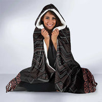 Maori Taniko Patterns Hooded Blanket Brown Niho Taniwha Mix Paatiki Motifs LT7 - Polynesian Pride