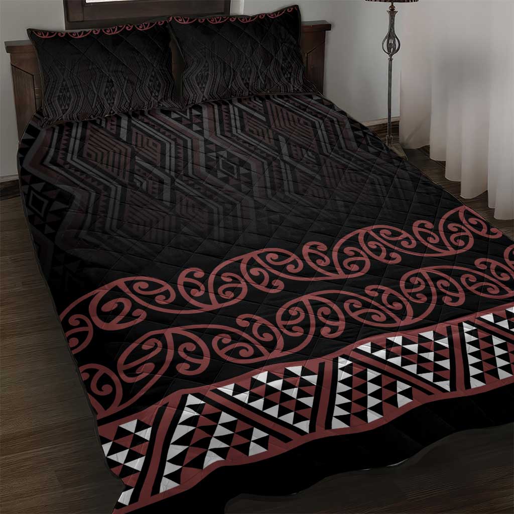 Maori Taniko Patterns Quilt Bed Set Brown Niho Taniwha Mix Paatiki Motifs LT7 Brown - Polynesian Pride