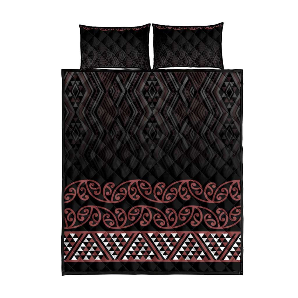 Maori Taniko Patterns Quilt Bed Set Brown Niho Taniwha Mix Paatiki Motifs LT7 - Polynesian Pride