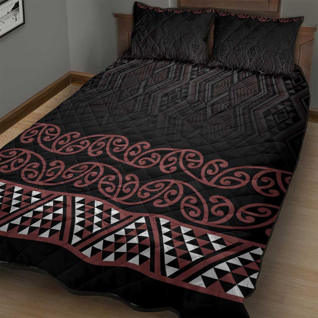 Maori Taniko Patterns Quilt Bed Set Brown Niho Taniwha Mix Paatiki Motifs LT7 - Polynesian Pride