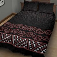 Maori Taniko Patterns Quilt Bed Set Brown Niho Taniwha Mix Paatiki Motifs LT7 - Polynesian Pride