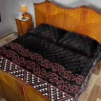 Maori Taniko Patterns Quilt Bed Set Brown Niho Taniwha Mix Paatiki Motifs LT7 - Polynesian Pride