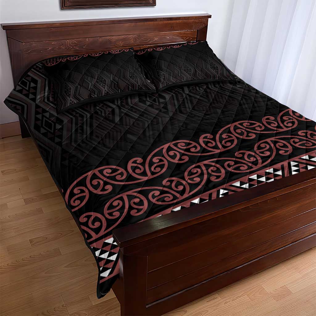 Maori Taniko Patterns Quilt Bed Set Brown Niho Taniwha Mix Paatiki Motifs LT7 - Polynesian Pride