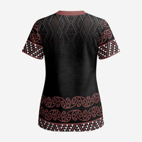 Maori Taniko Patterns Scrub Top Brown Niho Taniwha Mix Paatiki Motifs LT7 - Polynesian Pride