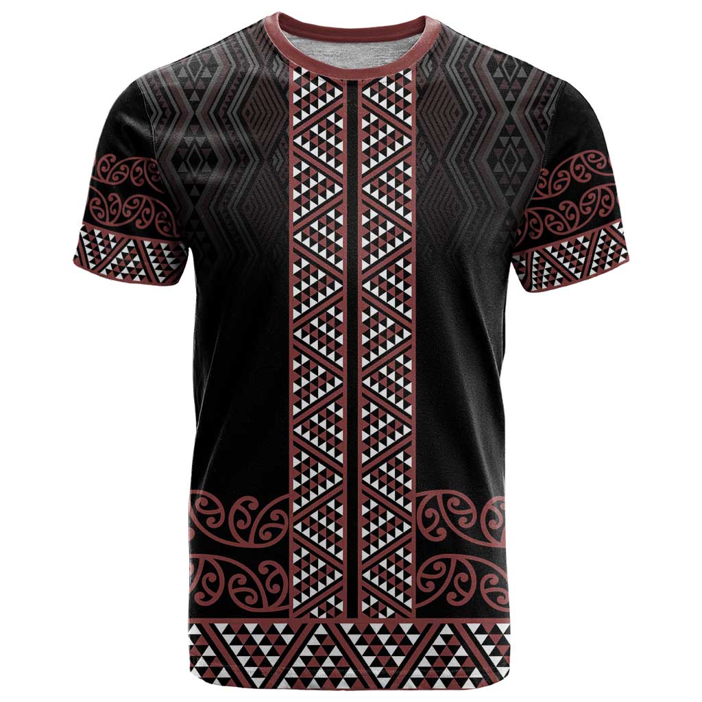 Maori Taniko Patterns T Shirt Brown Niho Taniwha Mix Paatiki Motifs LT7 Brown - Polynesian Pride
