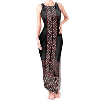 Maori Taniko Patterns Tank Maxi Dress Brown Niho Taniwha Mix Paatiki Motifs LT7 Women Brown - Polynesian Pride